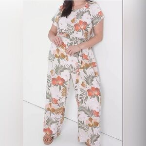 Lane Bryant‎ Wide Leg Linen Blend Jumpsuit -Size 16P